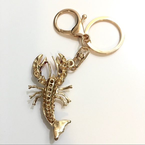 NWOT Rhinestone Lobster Key Chain Ring Charm - Picture 3 of 3